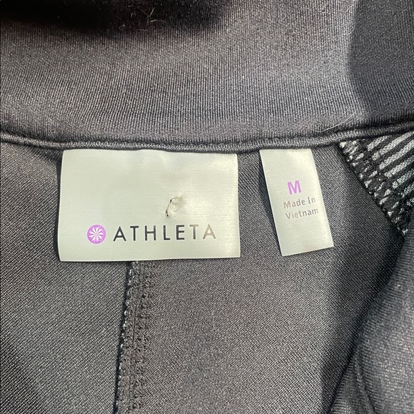 Athleta Black Striped Quarter-Zip Activewear Pullover Size M | GUC/Flaw - Picture 4 of 8